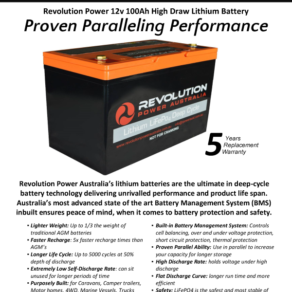 12v 100Ah Lithium Battery Specification 2023 Rev3 Page 1