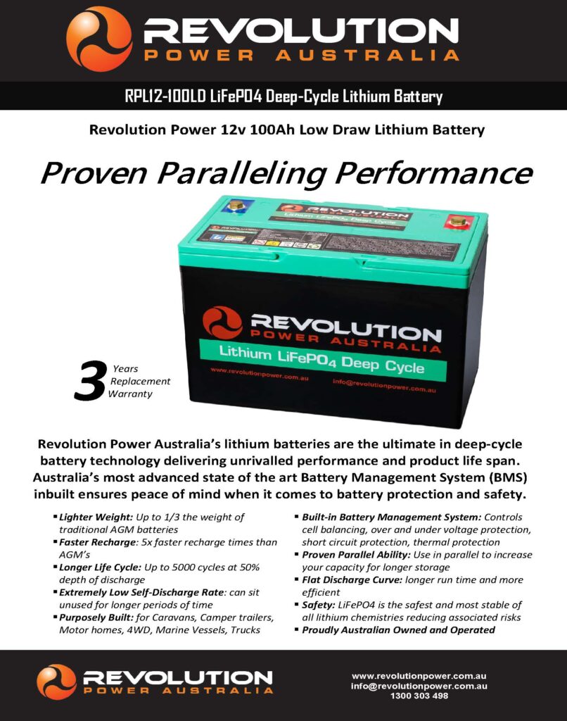 12v 100Ah Low Draw Lithium Battery Specification 08 2020 Page 1