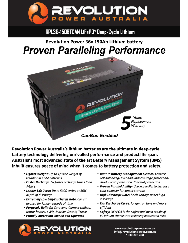 36v150Ah CANBUS Lithium Battery Specifiation Sheet Page 1